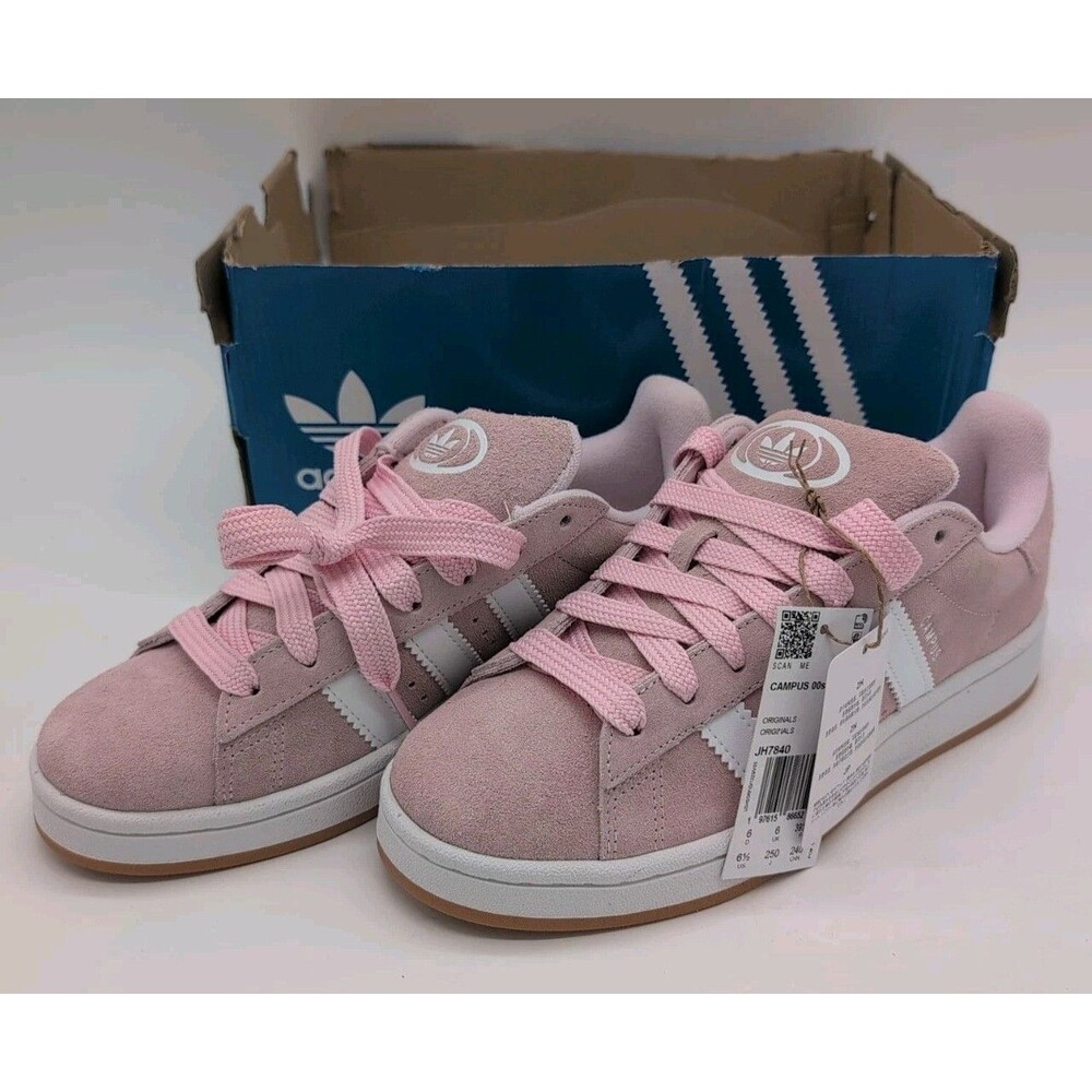 Adidas Campus Pink and White Athletic Shoes